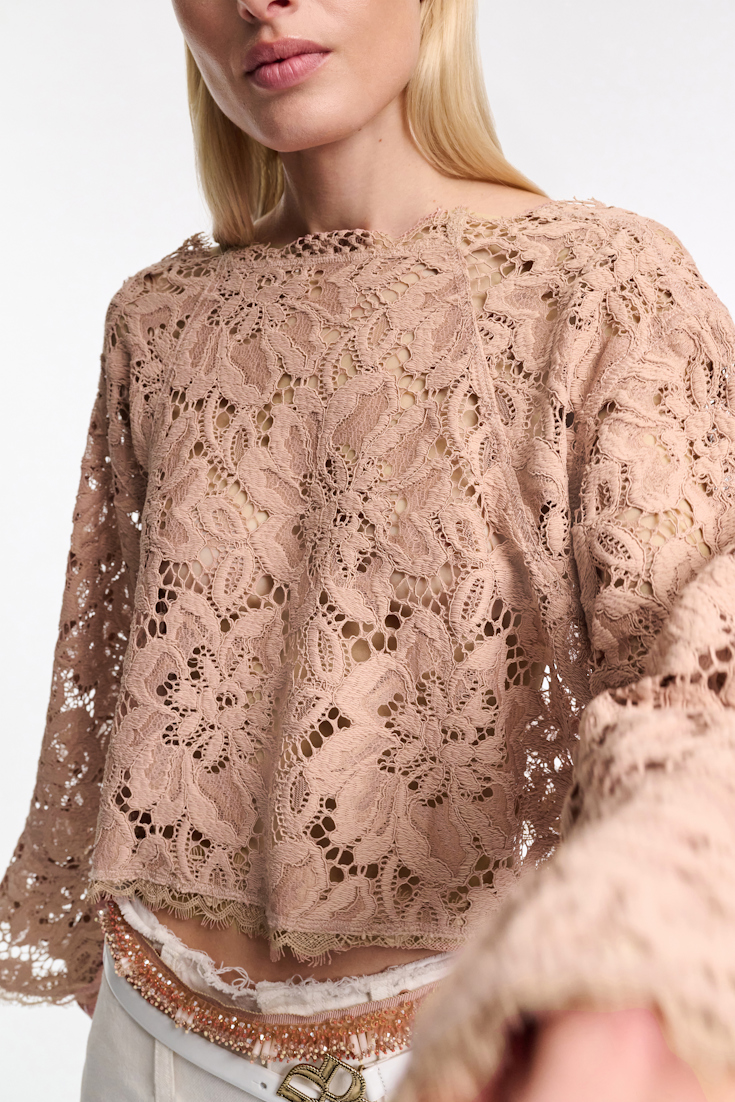 Dorothee Schumacher Verkürzte Bluse aus Spitze burnt tan