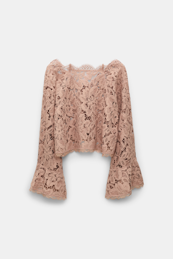 Dorothee Schumacher Verkürzte Bluse aus Spitze burnt tan