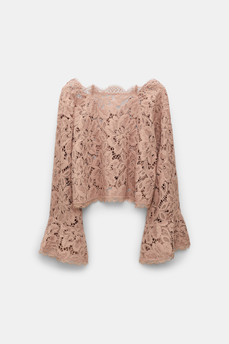 Shop Dorothee Schumacher Cropped Blouse In Eyelash Lace