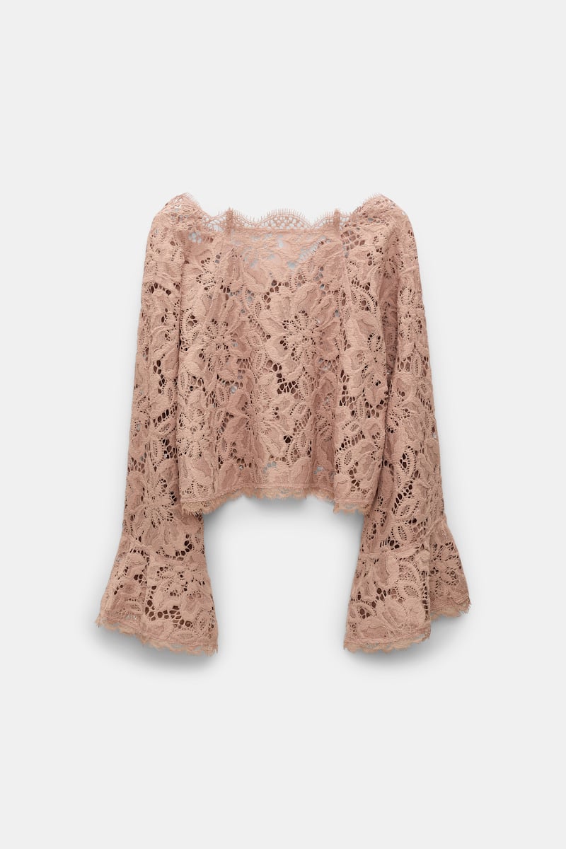 Shop Dorothee Schumacher Cropped Blouse In Eyelash Lace