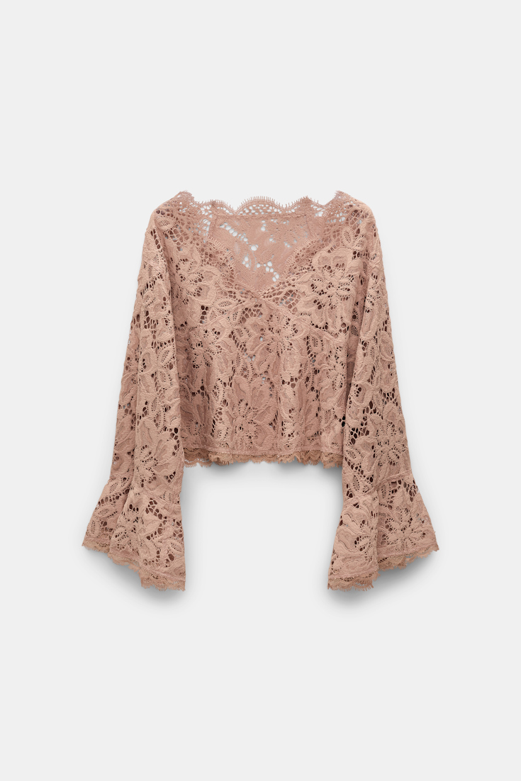Dorothee Schumacher Verkürzte Bluse aus Spitze burnt tan