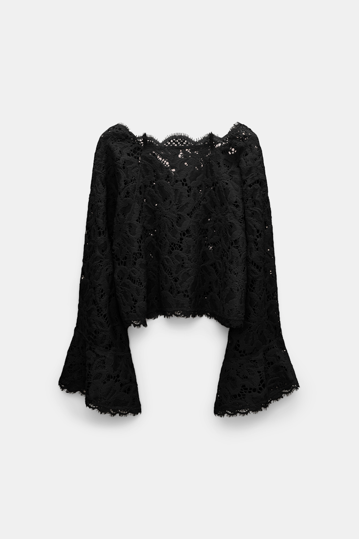 Dorothee Schumacher Verkürzte Bluse aus Spitze pure black