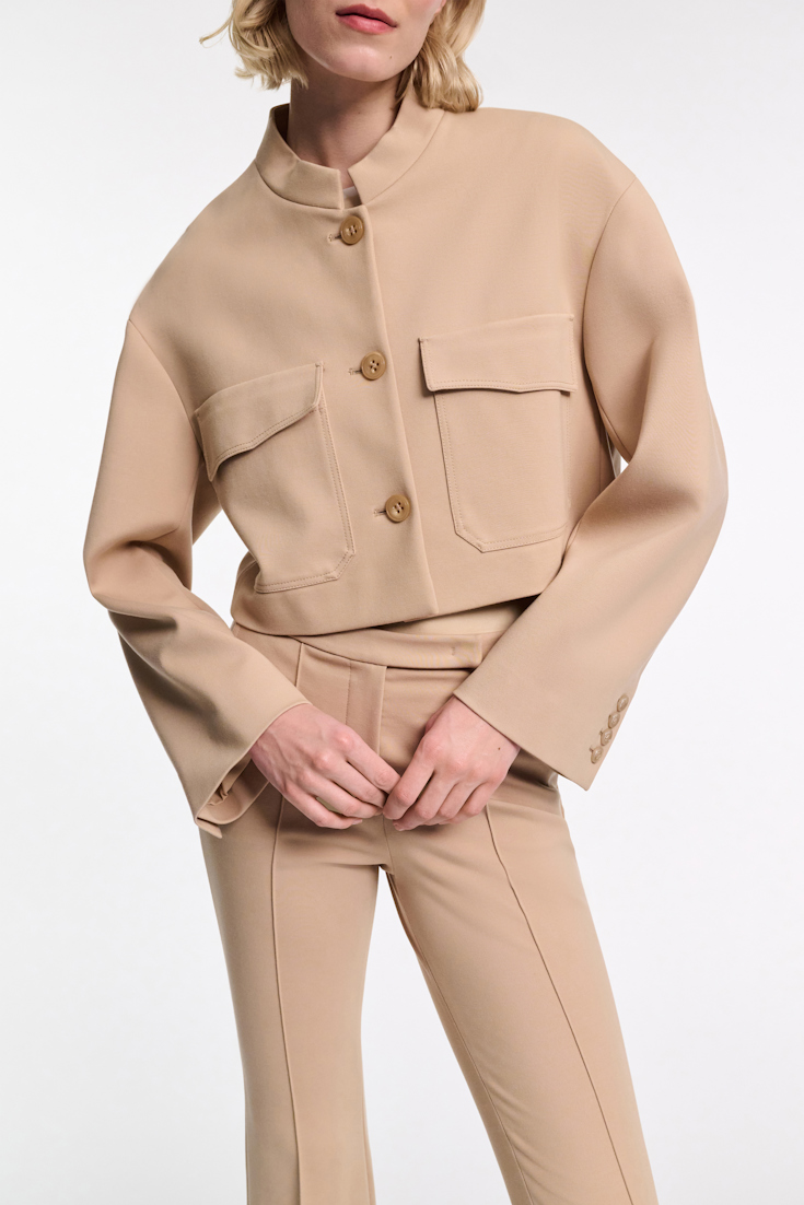 Dorothee Schumacher Cropped jacket in Punto Milano tender beige