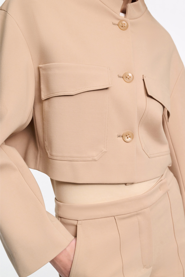 Dorothee Schumacher Cropped jacket in Punto Milano tender beige