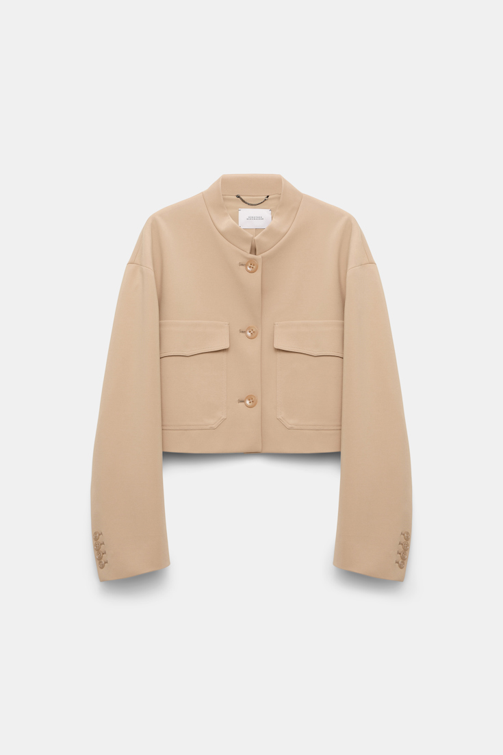 Dorothee Schumacher Cropped jacket in Punto Milano tender beige
