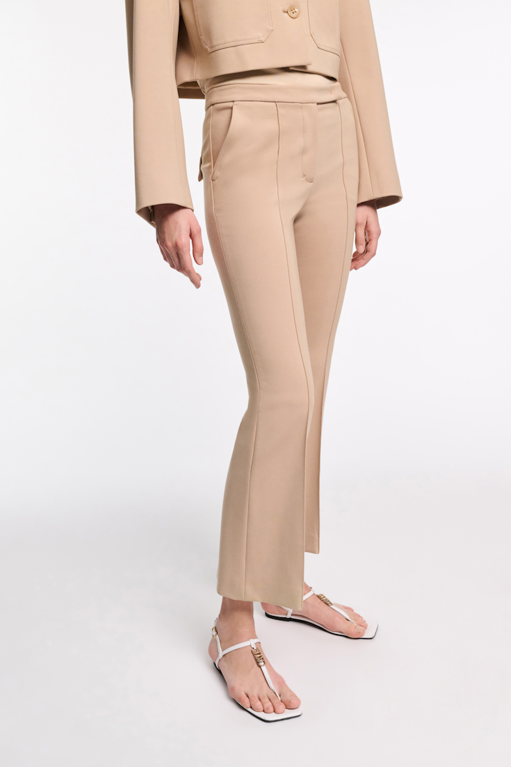 Dorothee Schumacher Cropped flared pants in Punto Milano tender beige
