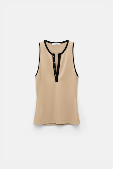Dorothee Schumacher Punto Milano tank top with contrast trim tender beige