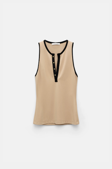 Dorothee Schumacher Punto Milano tank top with contrast trim tender beige