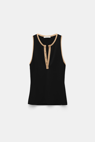 Dorothee Schumacher Punto Milano tank top with contrast trim pure black