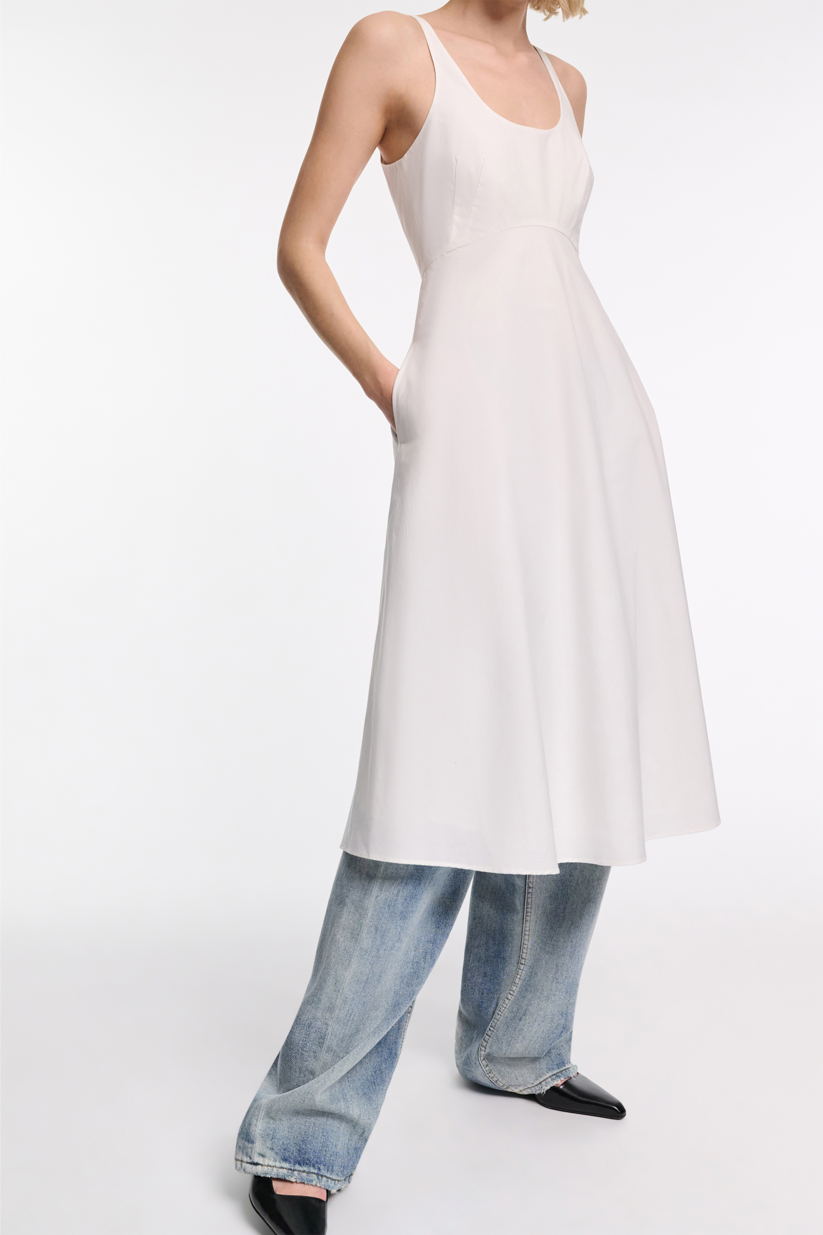 Dorothee Schumacher Cotton poplin midi-dress pure white