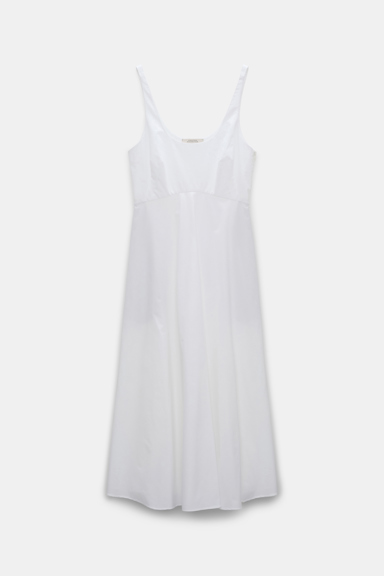 Dorothee Schumacher Midi-Kleid aus Baumwoll-Popeline mit Tanktop-Ausschnitt pure white