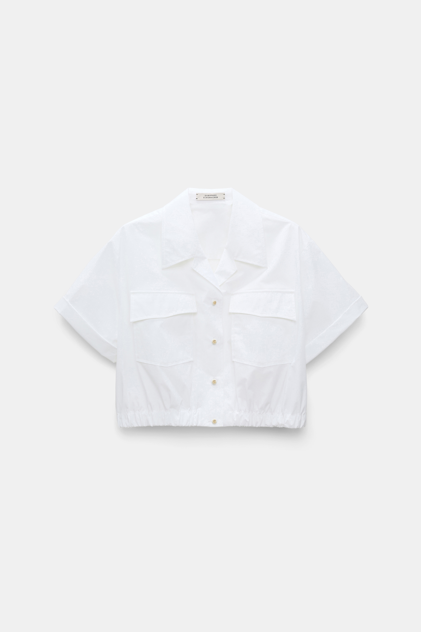 Dorothee Schumacher Cropped, short sleeve blouse in cotton poplin pure white