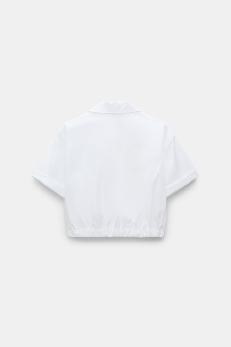 Dorothee Schumacher Cropped, short sleeve blouse in cotton poplin pure white
