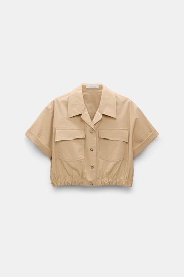 Dorothee Schumacher Cropped, short sleeve blouse in cotton poplin trench