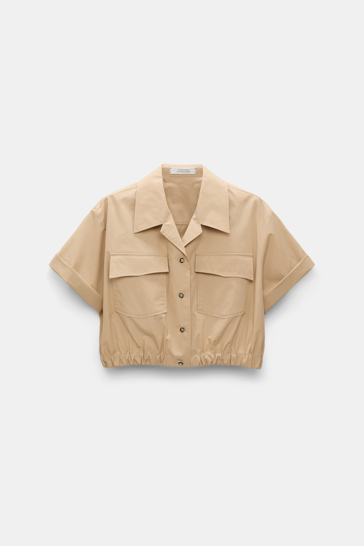 Dorothee Schumacher Cropped, short sleeve blouse in cotton poplin trench