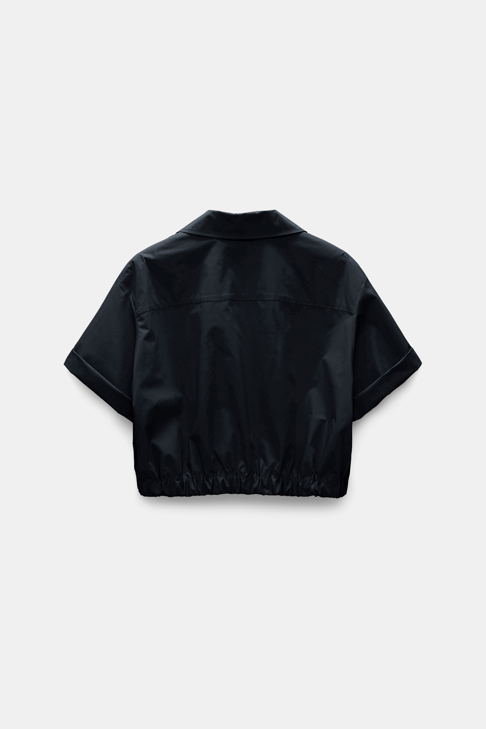 Dorothee Schumacher Cropped, short sleeve blouse in cotton poplin midnight