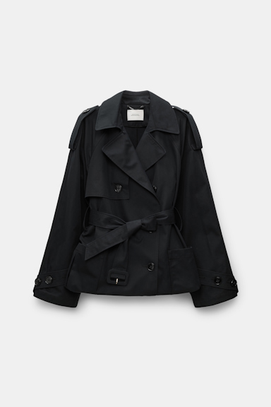Dorothee Schumacher Zweireihiger Trenchcoat mit variabler Länge pure black