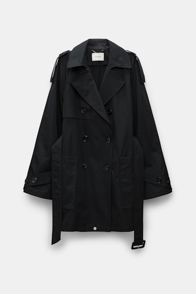 Dorothee Schumacher Zweireihiger Trenchcoat mit variabler Länge pure black