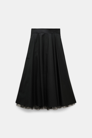 Dorothee Schumacher Rock aus leichter Baumwolle mit Tüll-Unterrock pure black