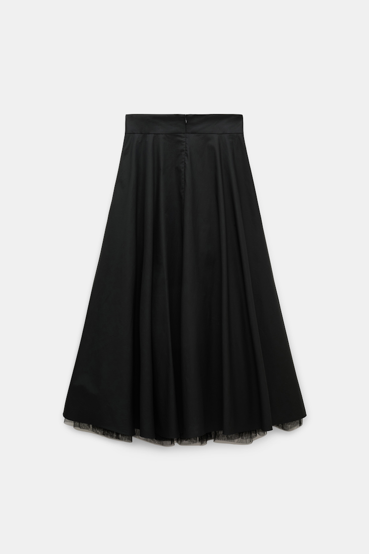 Dorothee Schumacher Lightweight cotton skirt with tulle underskirt pure black