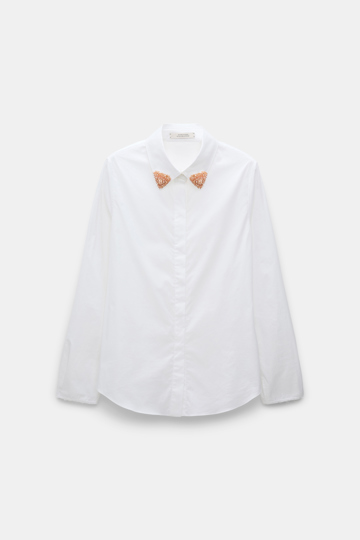 Dorothee Schumacher Hemd mit besticktem Kragen pure white beige pads