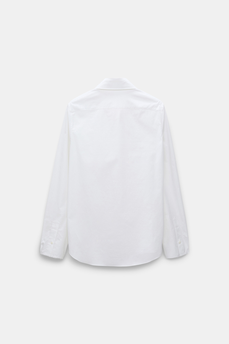 Dorothee Schumacher Stretch cotton poplin shirt with embroidered collar pure white beige pads