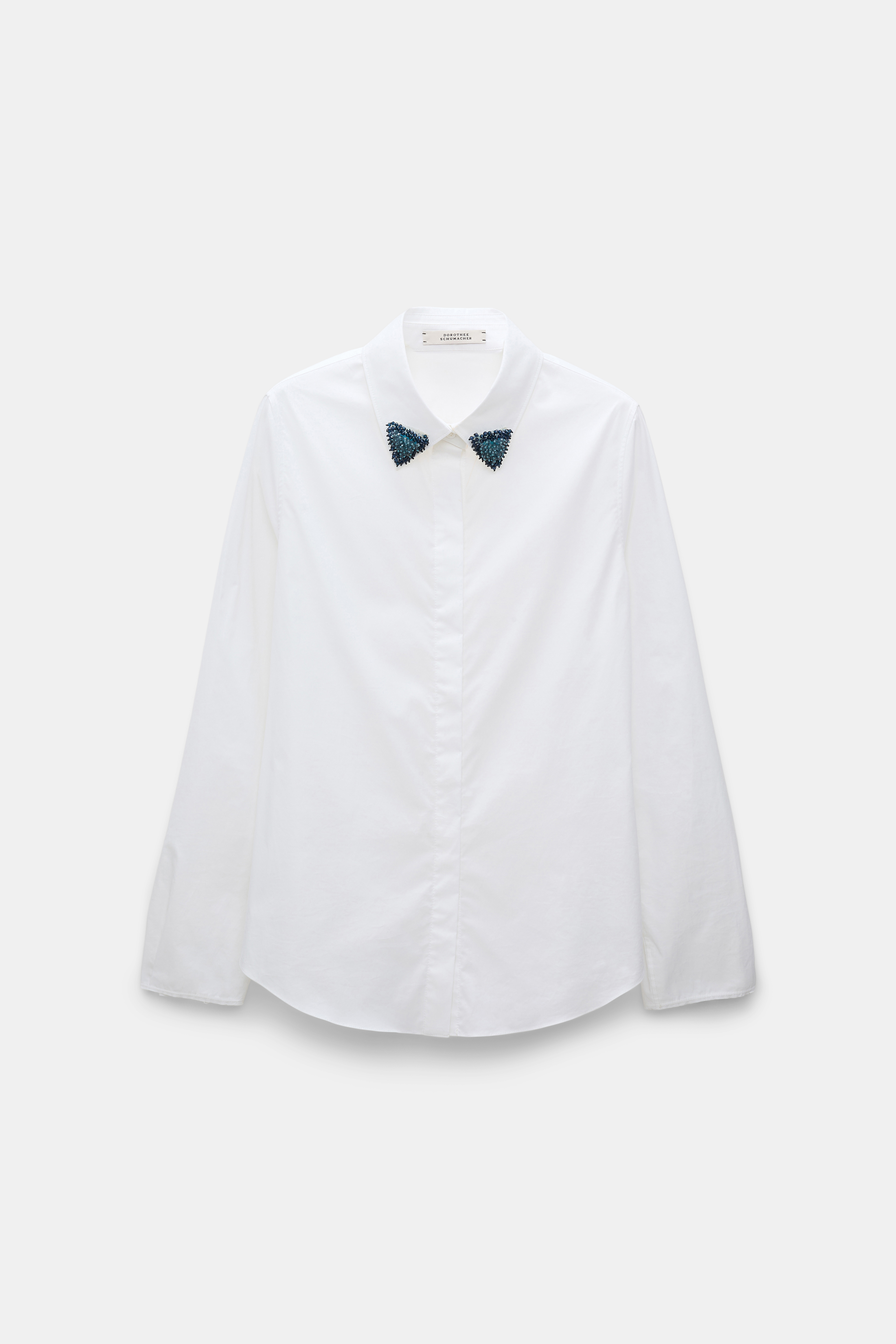 Dorothee Schumacher Stretch cotton poplin shirt with embroidered collar pure white blue pads