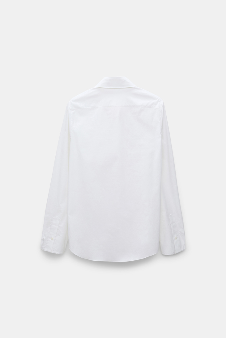 Dorothee Schumacher Stretch cotton poplin shirt with embroidered collar pure white blue pads