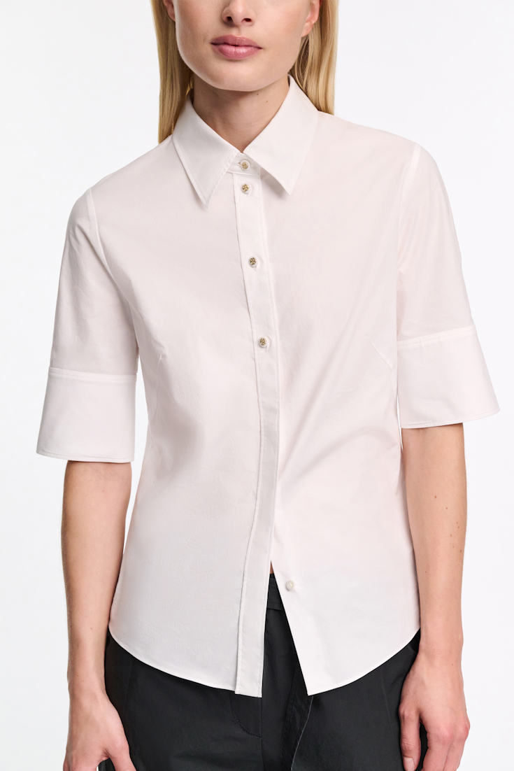 Dorothee Schumacher Half-sleeve blouse in cotton poplin pure white