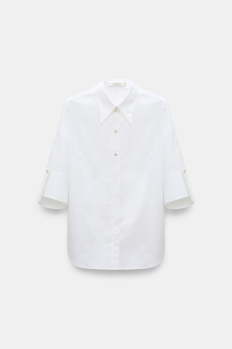 Dorothee Schumacher Half-sleeve blouse in cotton poplin pure white