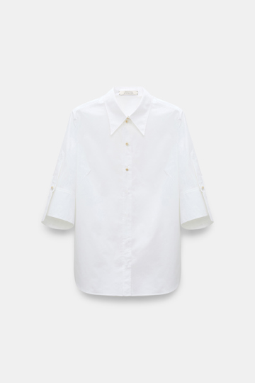 Dorothee Schumacher Half-sleeve blouse in cotton poplin pure white