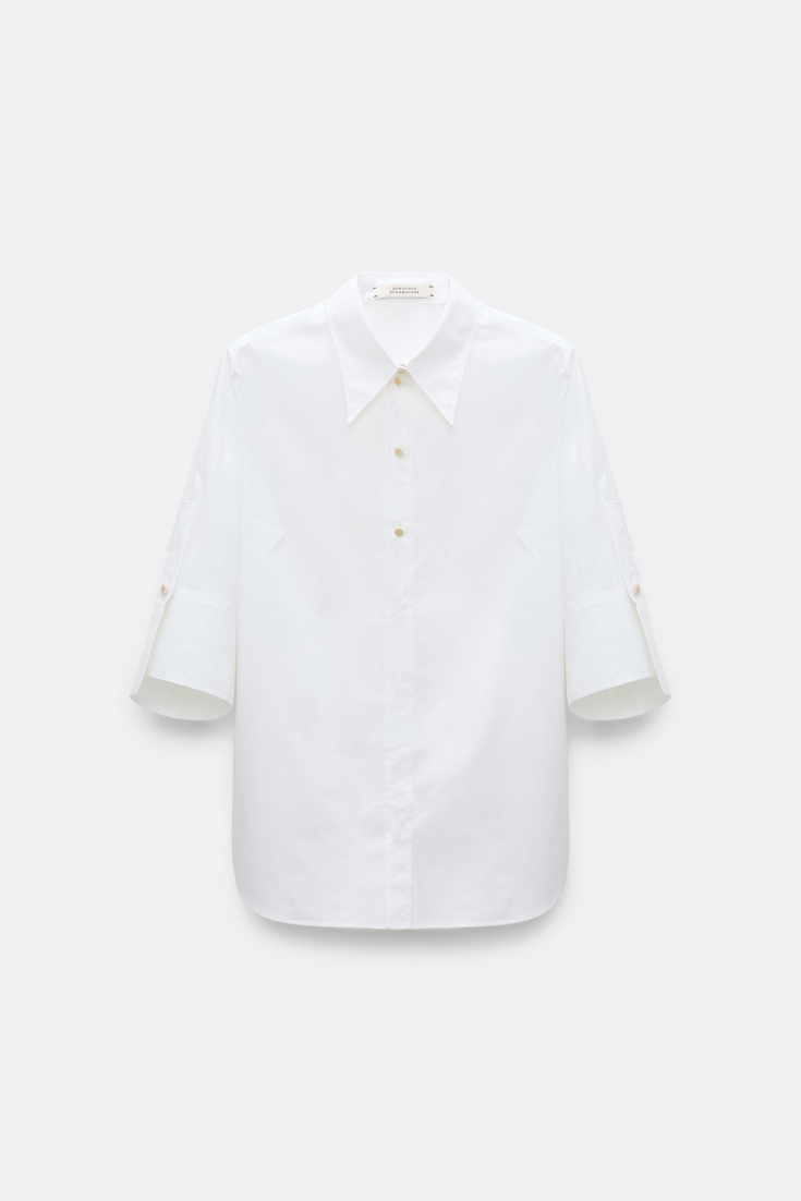 Dorothee Schumacher Half-sleeve blouse in cotton poplin pure white