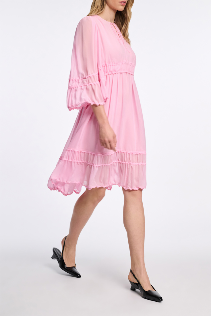 Dorothee Schumacher Long sleeve dress in silk-georgette candy pink