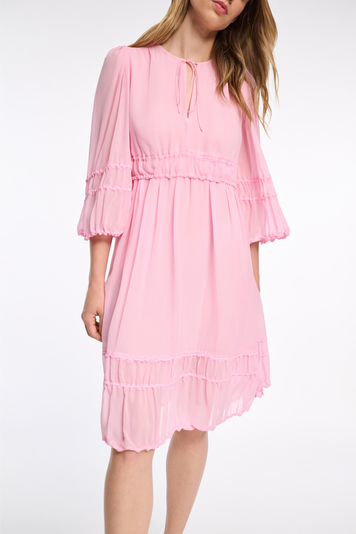 Dorothee Schumacher Long sleeve dress in silk-georgette candy pink