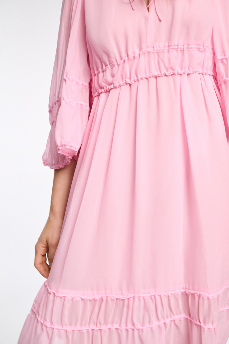 Dorothee Schumacher Long sleeve dress in silk-georgette candy pink