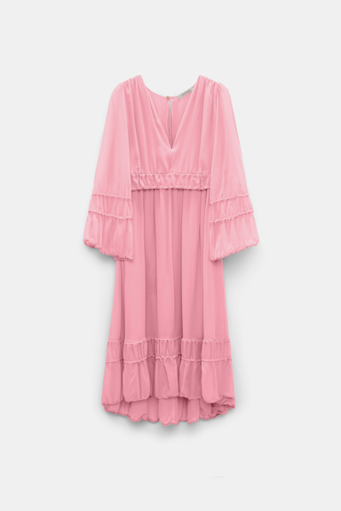 Dorothee Schumacher Long sleeve dress in silk-georgette candy pink
