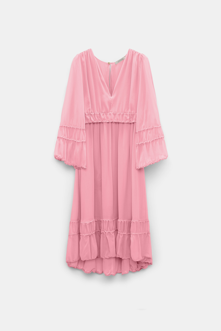 Dorothee Schumacher Long sleeve dress in silk-georgette candy pink