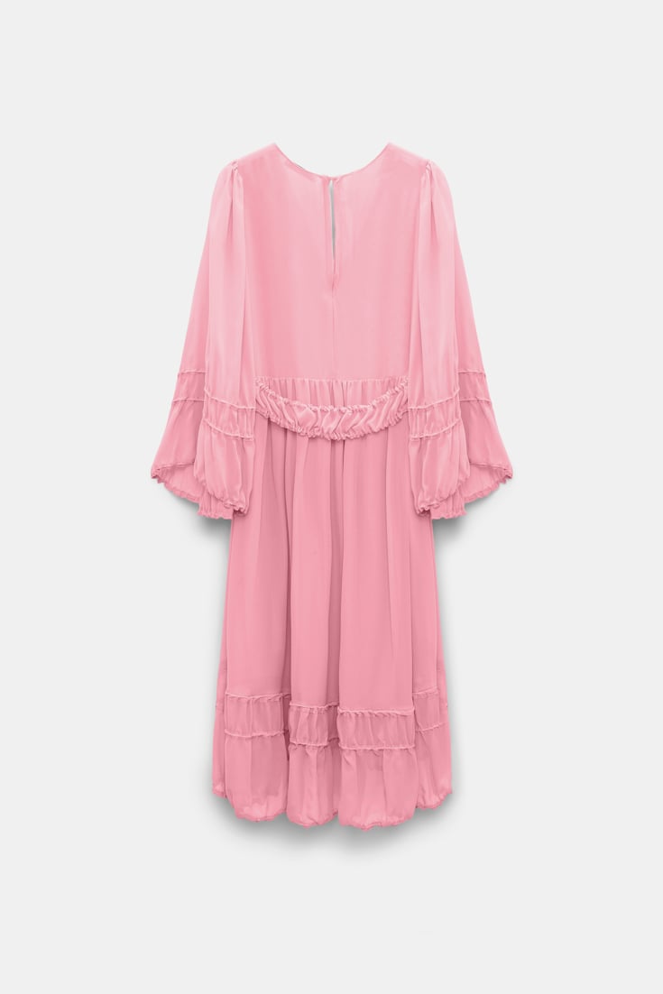 Dorothee Schumacher Long sleeve dress in silk-georgette candy pink