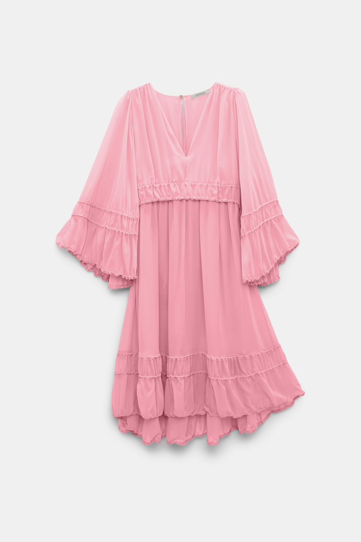 Dorothee Schumacher Long sleeve dress in silk-georgette candy pink