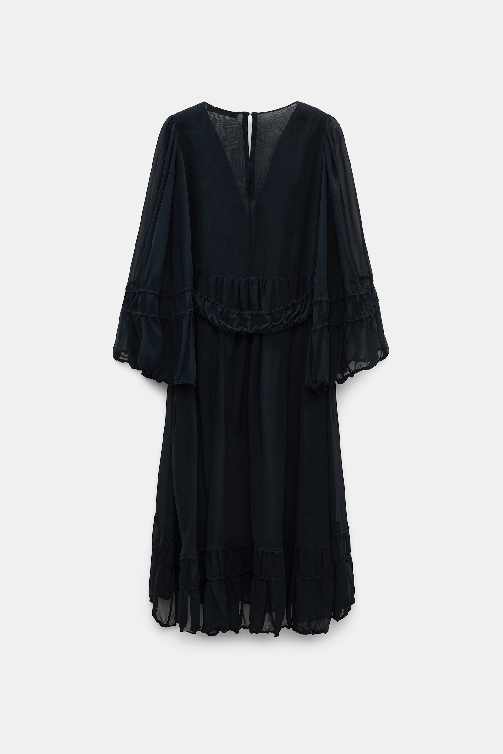 Dorothee Schumacher Long sleeve dress in silk-georgette dark navy