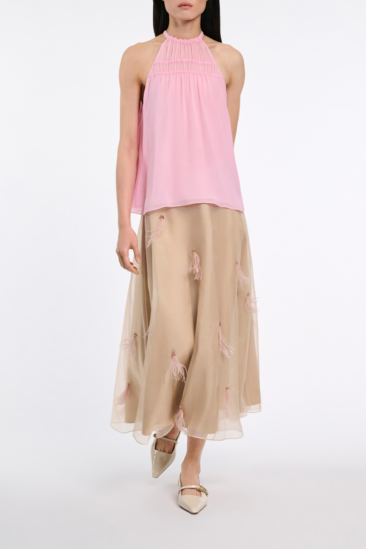 Dorothee Schumacher Silk-georgette tank top candy pink