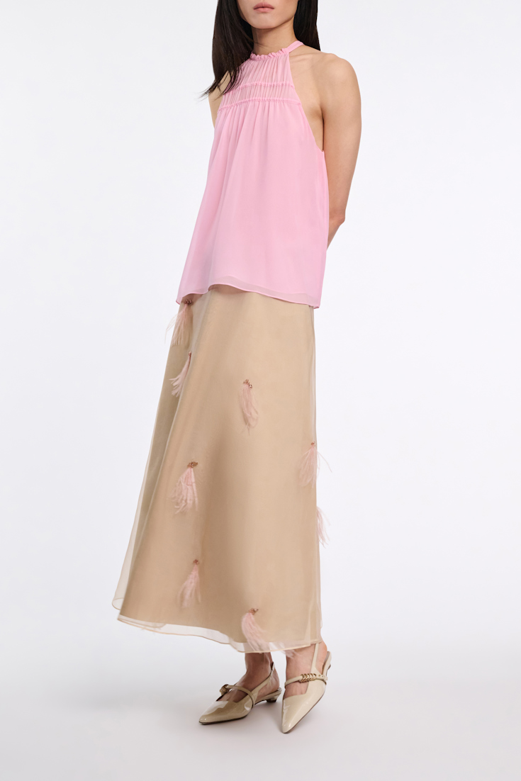 Dorothee Schumacher Silk-georgette tank top candy pink