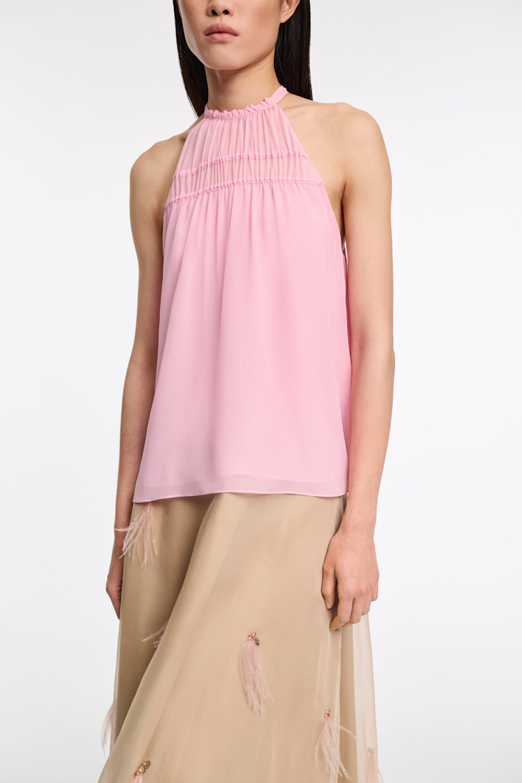 Dorothee Schumacher Silk-georgette tank top candy pink