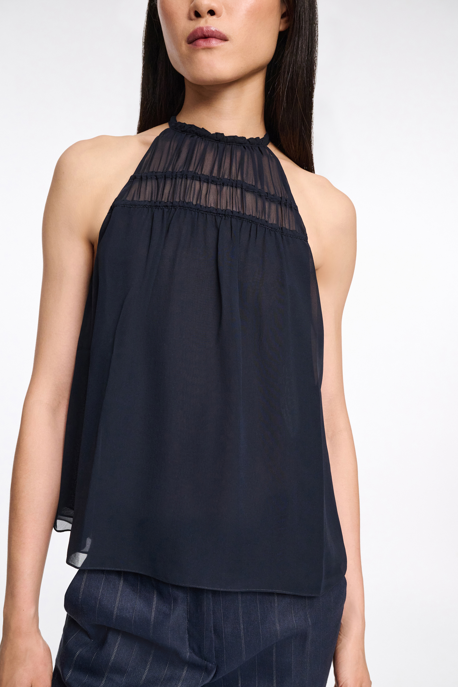 Dorothee Schumacher Silk-georgette tank top dark navy