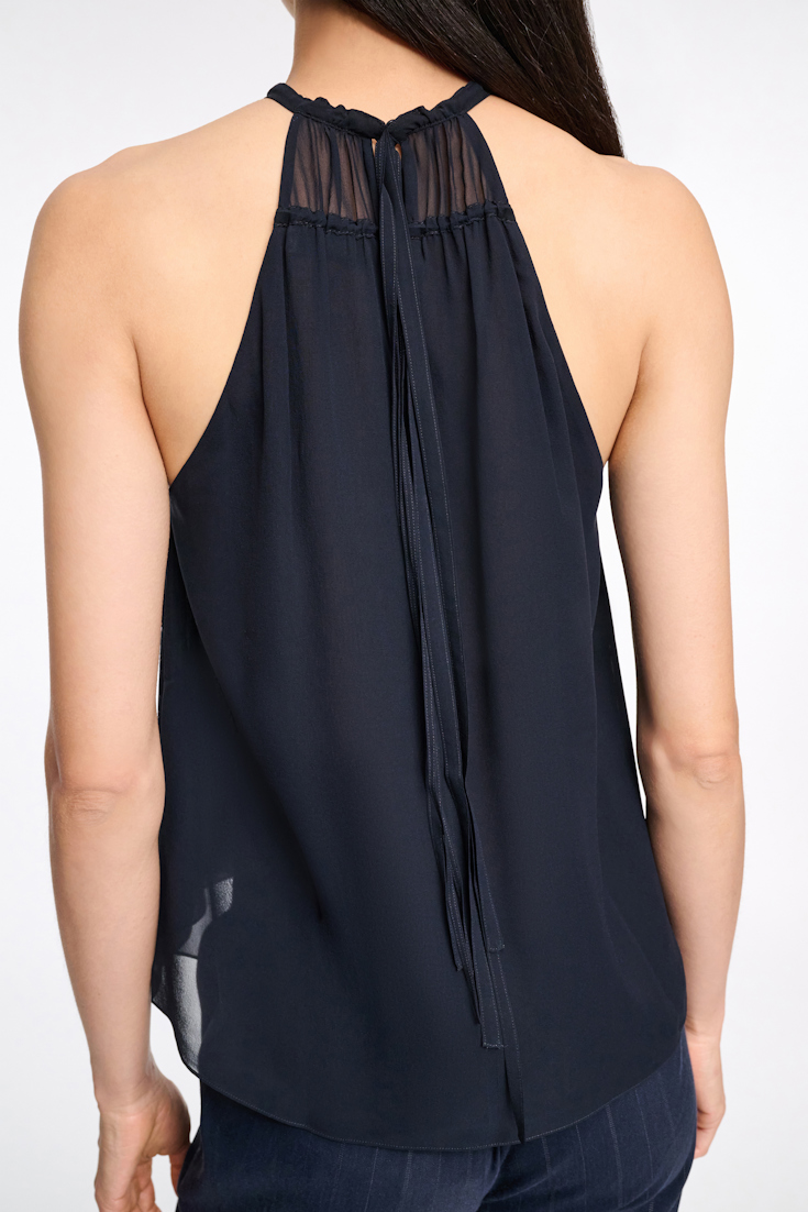 Dorothee Schumacher Silk-georgette tank top dark navy