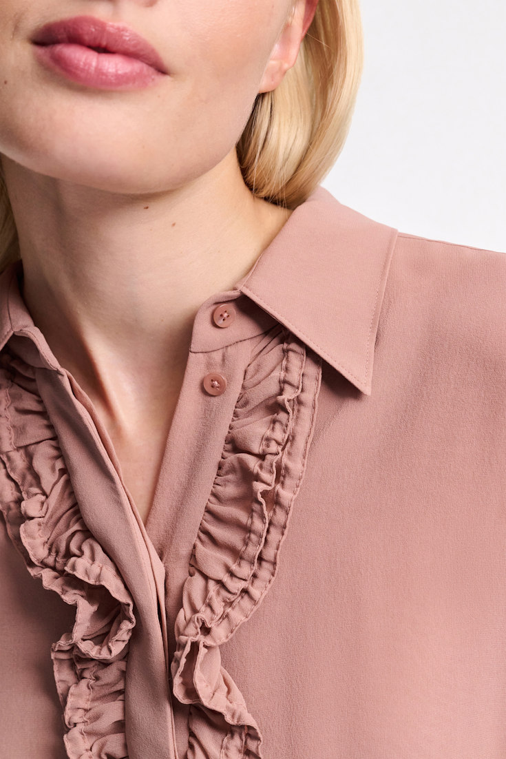 Dorothee Schumacher Silk-georgette shirt with ruffle detail burnt tan