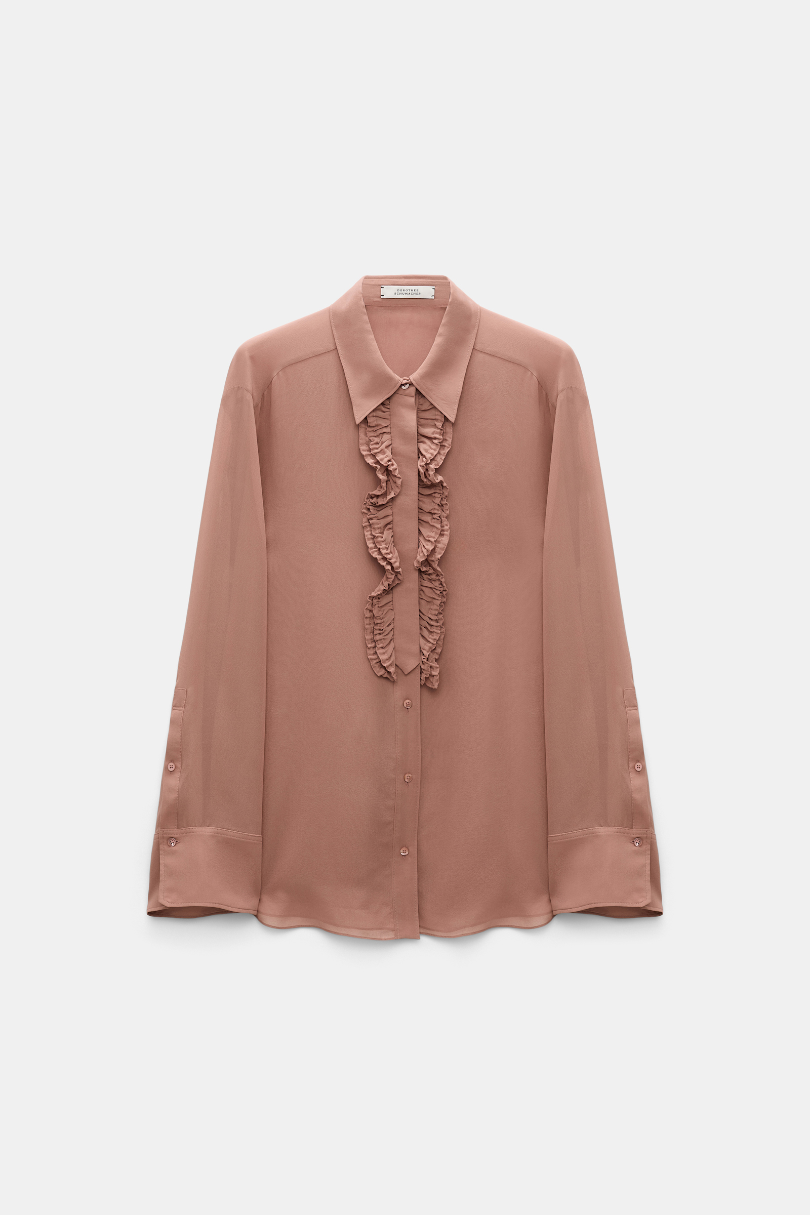 Dorothee Schumacher Silk-georgette shirt with ruffle detail burnt tan