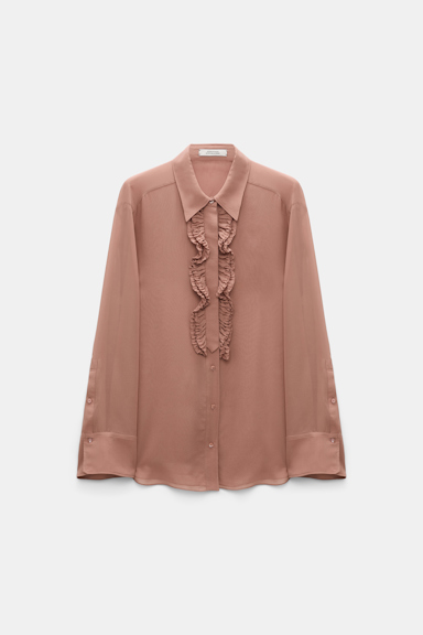 Dorothee Schumacher Silk-georgette shirt with ruffle detail burnt tan