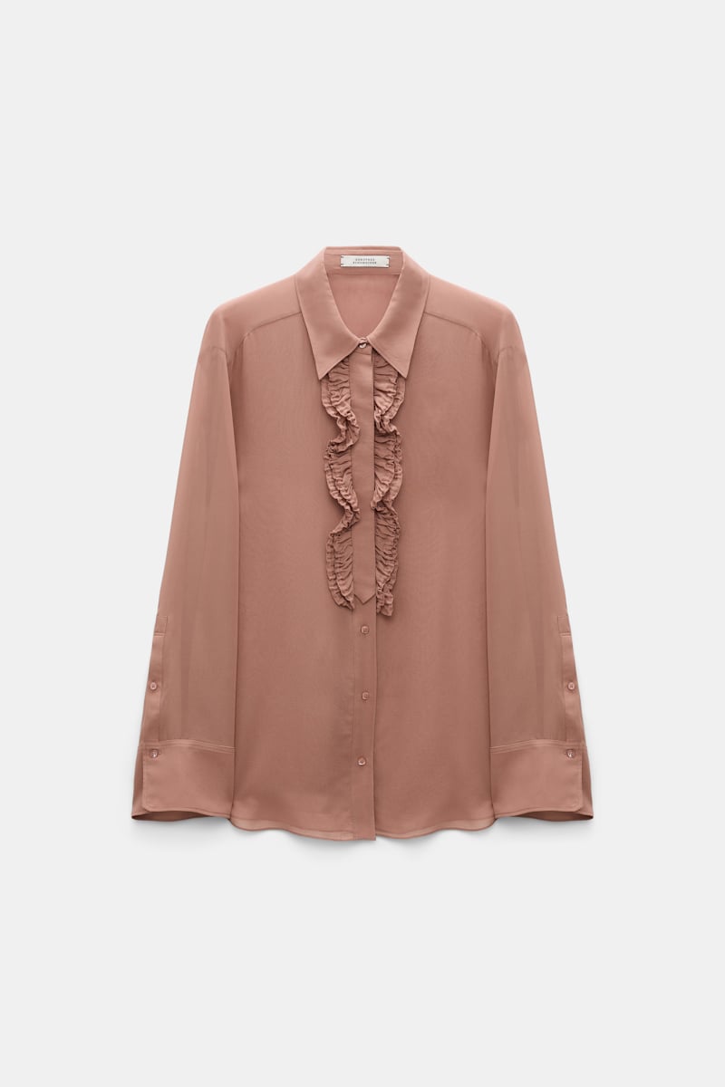 DOROTHEE SCHUMACHER SILK-GEORGETTE SHIRT WITH RUFFLE DETAIL