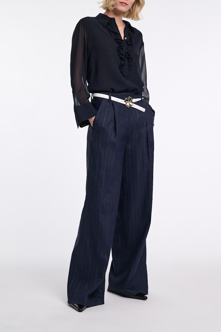 Dorothee Schumacher Silk-georgette shirt with ruffle detail dark navy